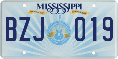 MS license plate BZJ019