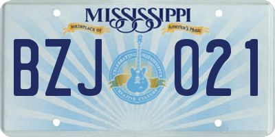 MS license plate BZJ021