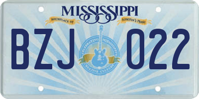 MS license plate BZJ022
