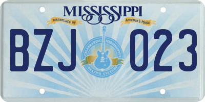 MS license plate BZJ023