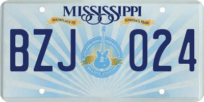 MS license plate BZJ024