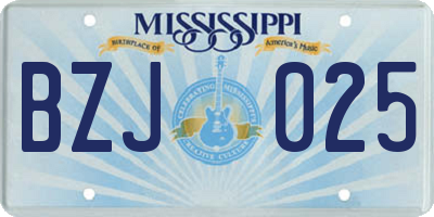 MS license plate BZJ025