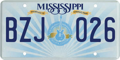 MS license plate BZJ026