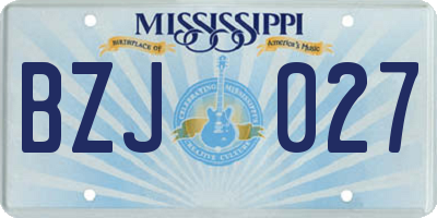 MS license plate BZJ027