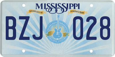 MS license plate BZJ028