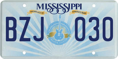 MS license plate BZJ030