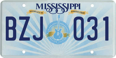MS license plate BZJ031