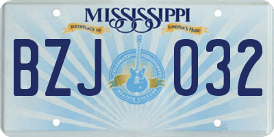 MS license plate BZJ032