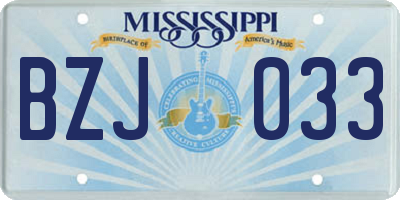 MS license plate BZJ033