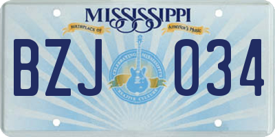 MS license plate BZJ034