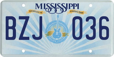 MS license plate BZJ036