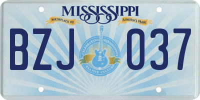 MS license plate BZJ037
