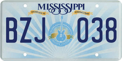 MS license plate BZJ038