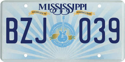 MS license plate BZJ039