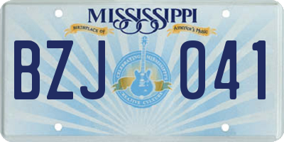 MS license plate BZJ041