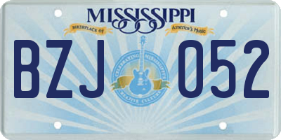 MS license plate BZJ052