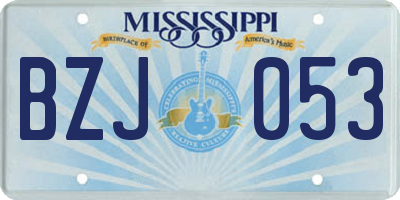 MS license plate BZJ053