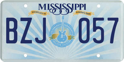 MS license plate BZJ057