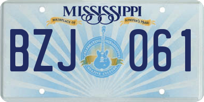 MS license plate BZJ061