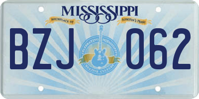 MS license plate BZJ062