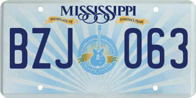 MS license plate BZJ063