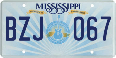 MS license plate BZJ067
