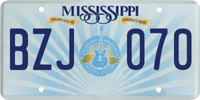 MS license plate BZJ070