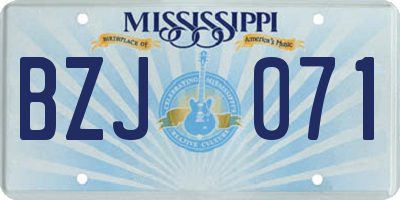 MS license plate BZJ071