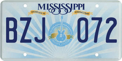 MS license plate BZJ072