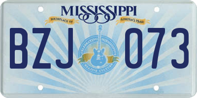 MS license plate BZJ073