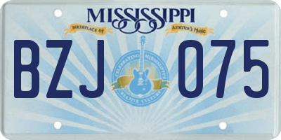 MS license plate BZJ075