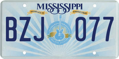 MS license plate BZJ077