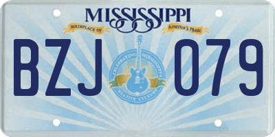 MS license plate BZJ079