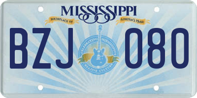 MS license plate BZJ080