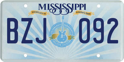 MS license plate BZJ092