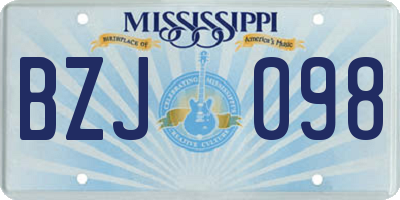 MS license plate BZJ098