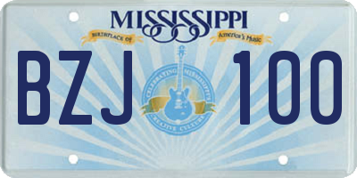 MS license plate BZJ100
