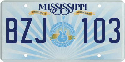 MS license plate BZJ103