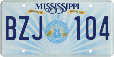 MS license plate BZJ104