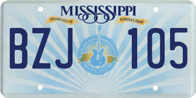 MS license plate BZJ105