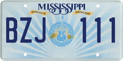 MS license plate BZJ111