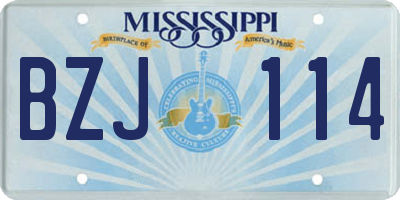 MS license plate BZJ114