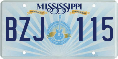 MS license plate BZJ115