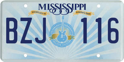 MS license plate BZJ116