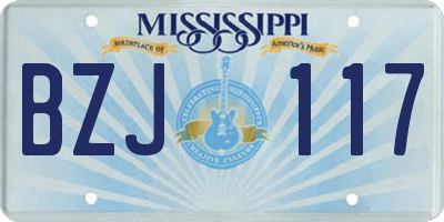 MS license plate BZJ117