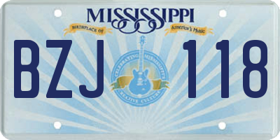 MS license plate BZJ118