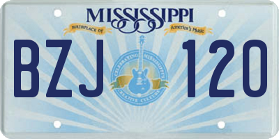 MS license plate BZJ120