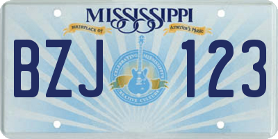 MS license plate BZJ123
