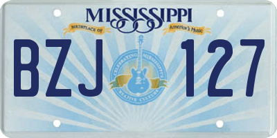MS license plate BZJ127