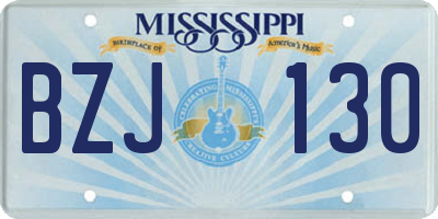 MS license plate BZJ130